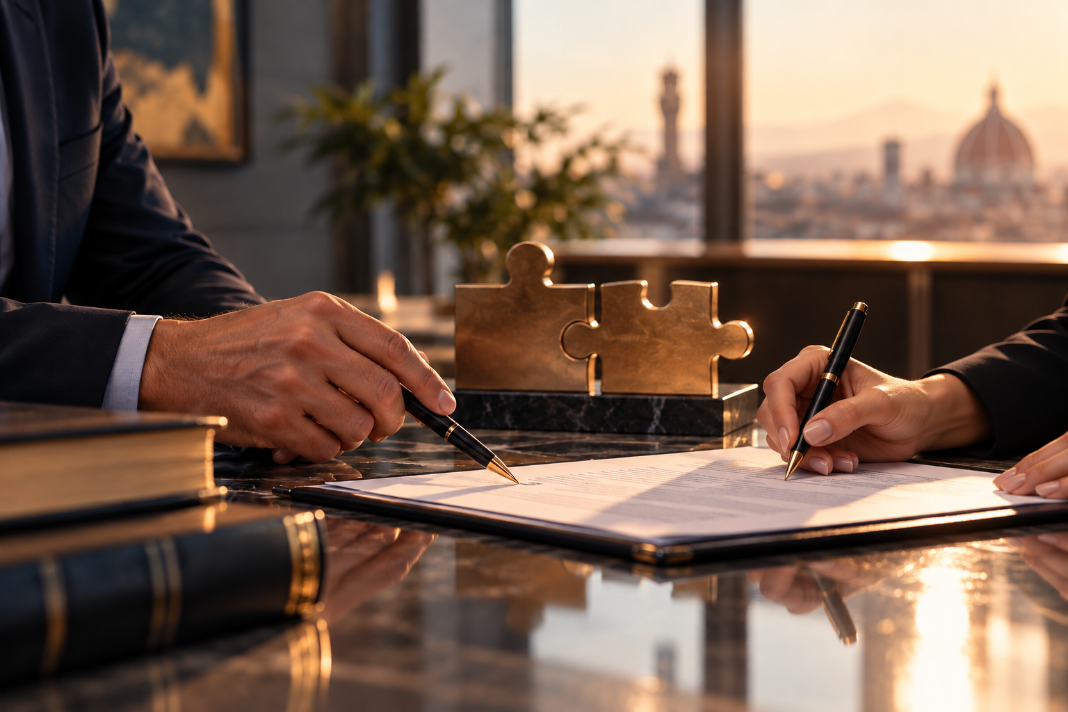 Firma del Contratto al Tramonto